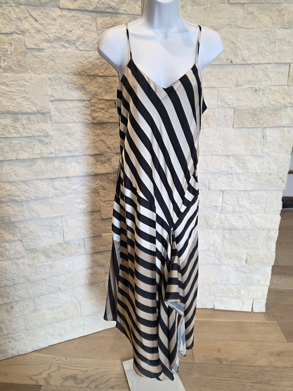 Striped Slip Maxi Dress - Black & Cream